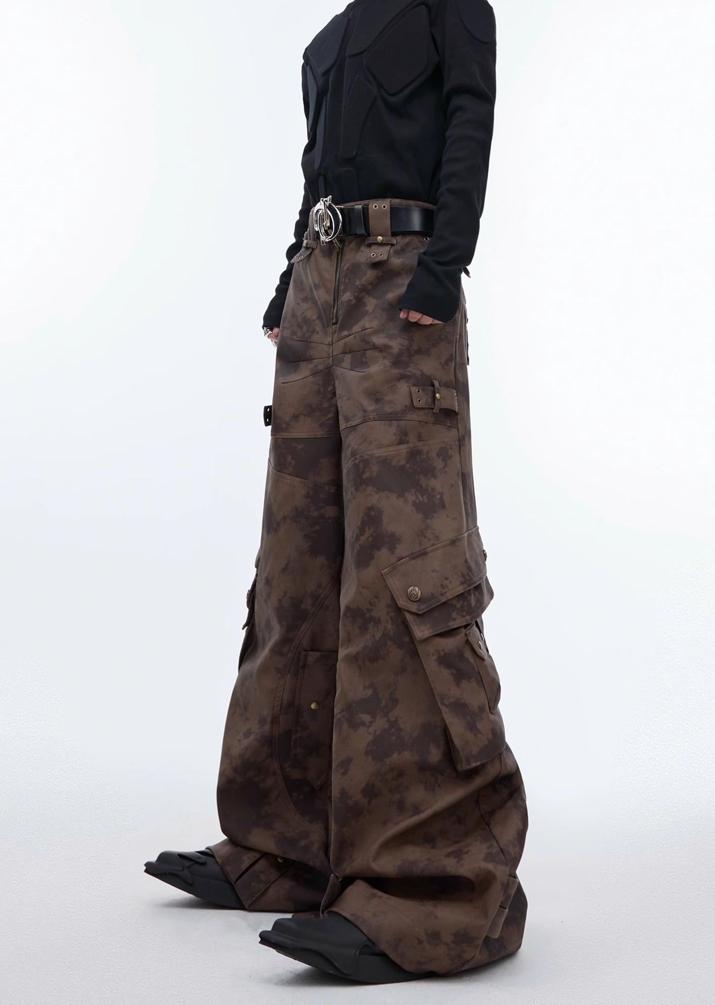 【Culture E】Random camouflage silhouette design wide pants  CE0151