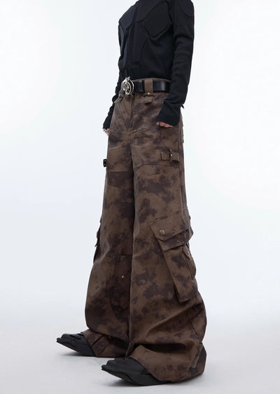 【Culture E】Random camouflage silhouette design wide pants  CE0151