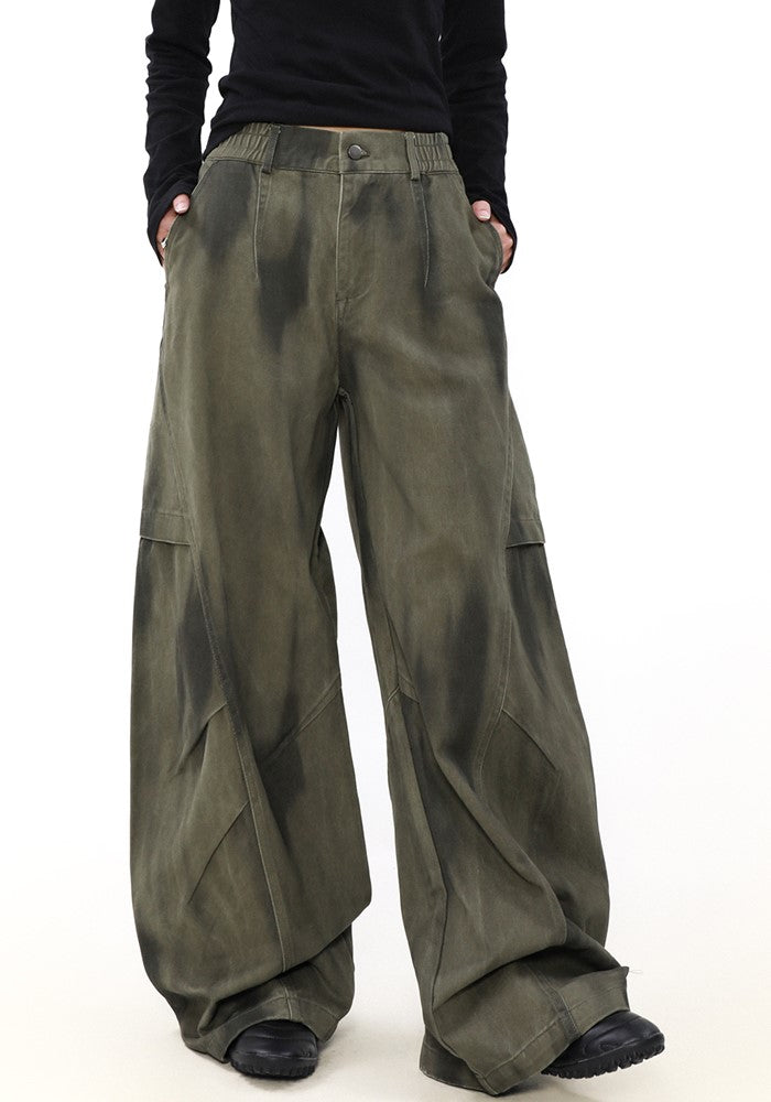 【MR nearly】Dull vintage random wash style wide pants  MR0144