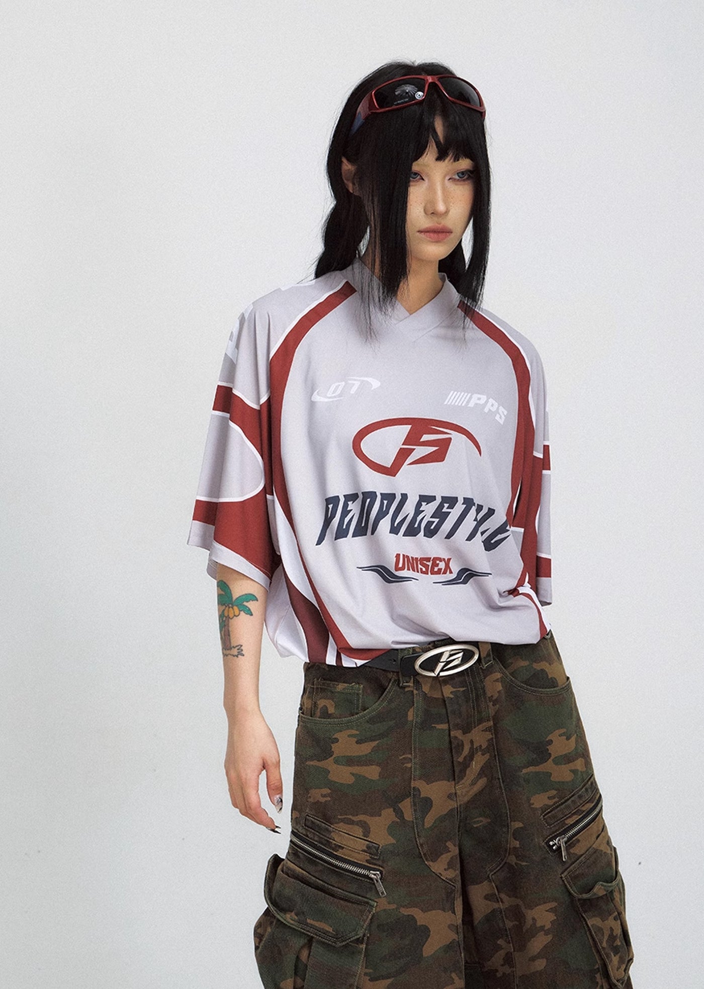 【People Style】Countless line design full over gaming style short sleeve T-shirt  PS0033