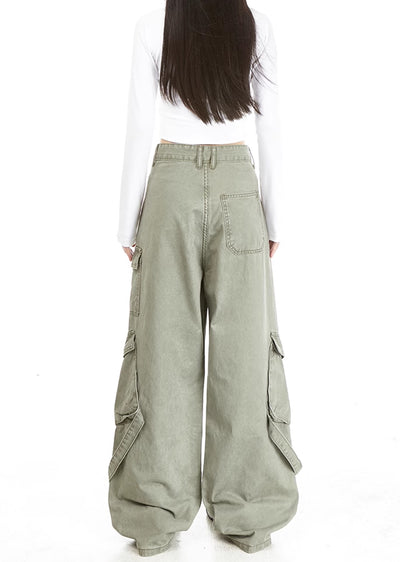 【CEDY】Side suspender cargo design trend denim pants  CD0057