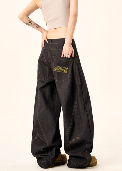 【H GANG X】Multi-over balloon wide silhouette dull denim pants  HX0072