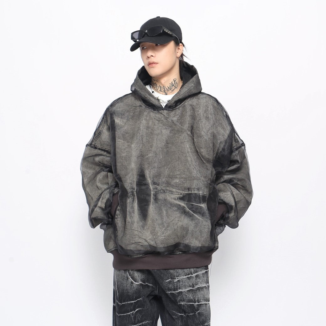 【Mz】Double layered design wide bra silhouette hoodie  MZ0050