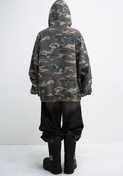 【People Style】Simple balance camouflage pattern color over star hoodie  PS0038