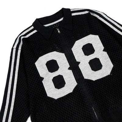 【NIHAOHAO】Double number initial mesh fabric design full zip jacket  NH0171