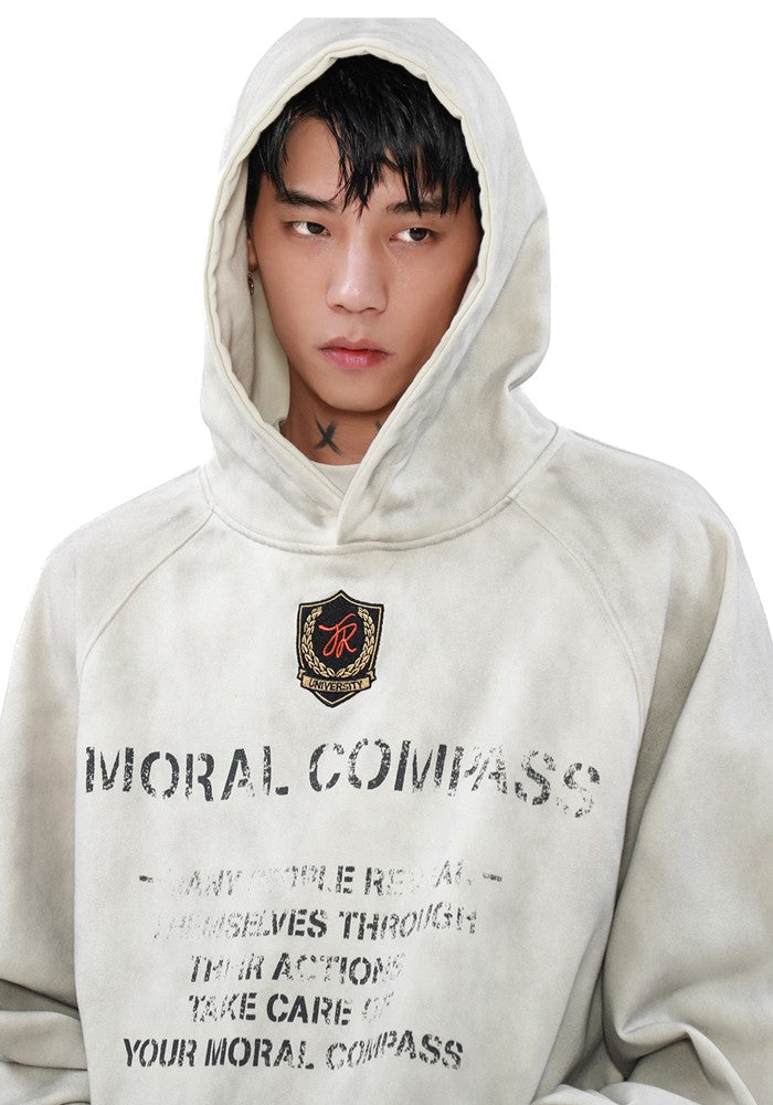 【MR nearly】Dull wash basic design front hoodie  MR0148