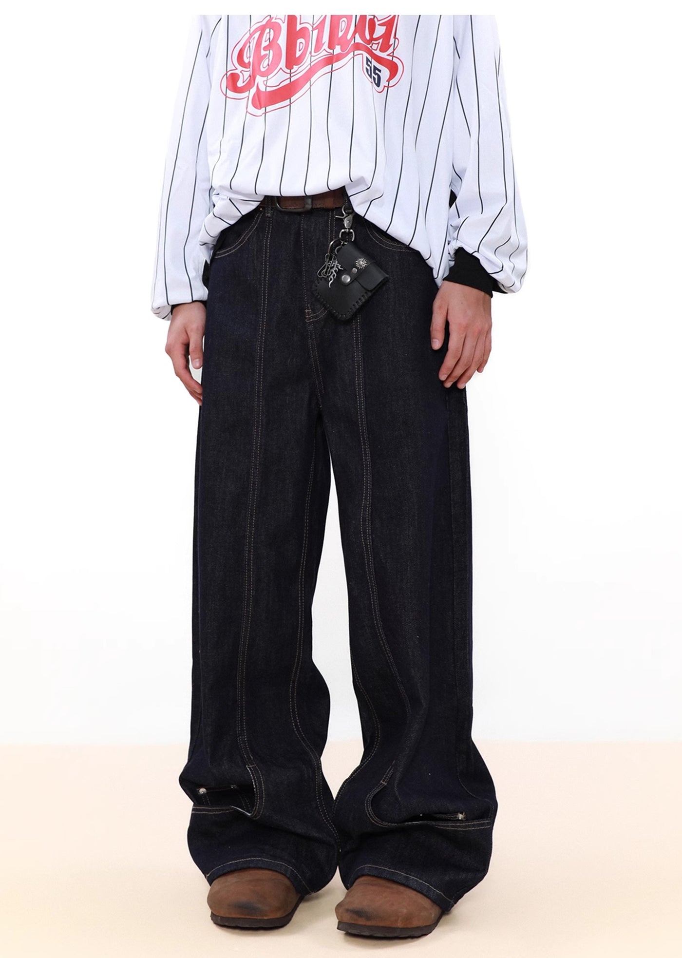 【MR nearly】Front center line design dark denim pants  MR0137