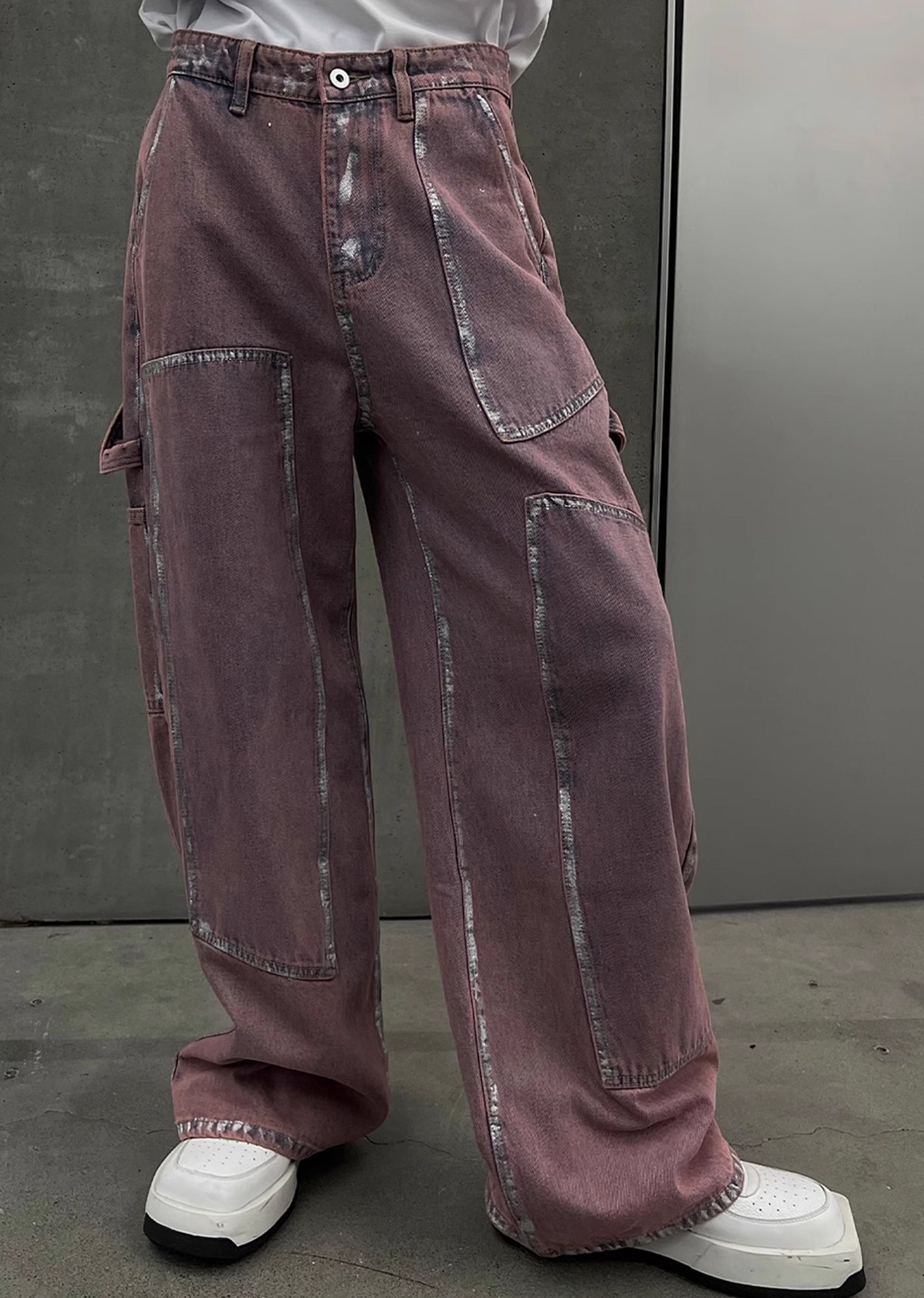 【SOULWORKER】Pinky purple color design line silhouette denim pants  SW0018