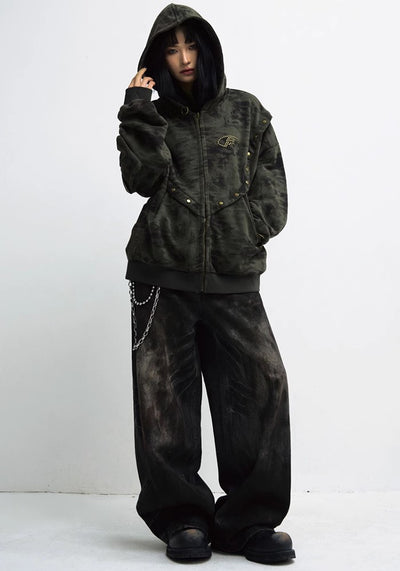 【People Style】Balloon wide silhouette basic washed denim pants  PS0050