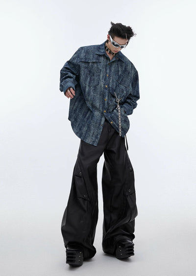 【Culture E】Dull dark blue random vintage long sleeve shirt  CE0149