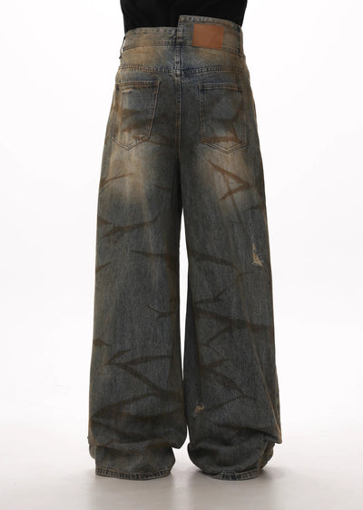 【GIBBYCNA】Random wash design cross-processed denim pants  GC0004