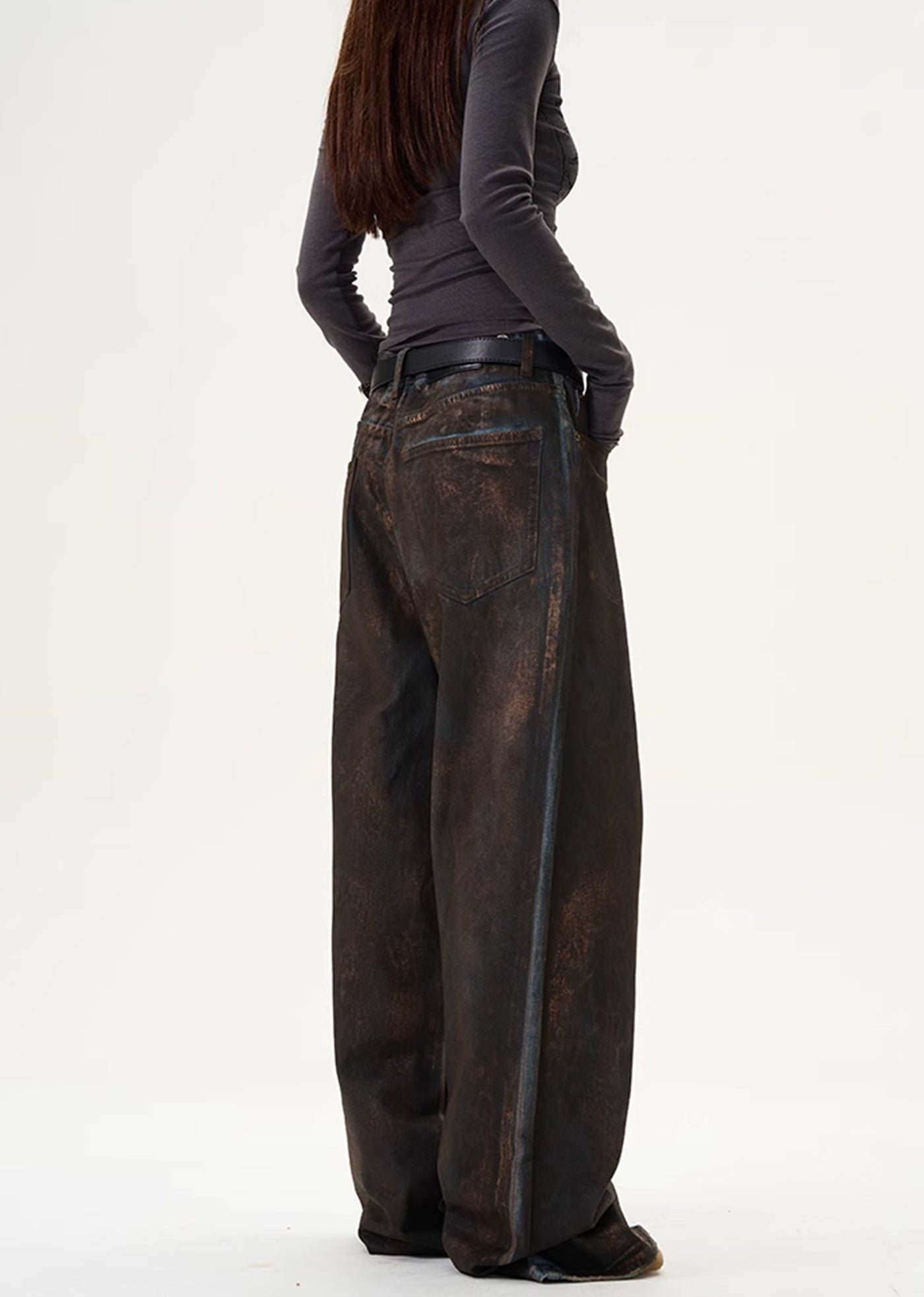 【9/9新作】Vintage Dirt Color Wide Straight Silhouette Denim Pants  HL3089