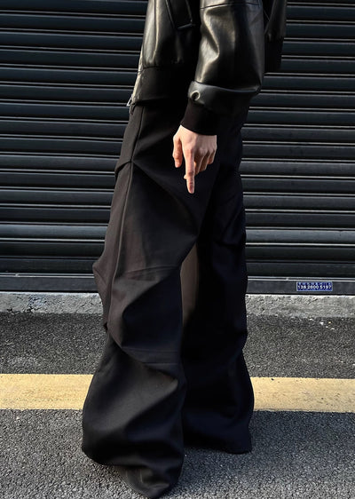 【MAXDSTR】Unique cross gimmick silhouette simple design slacks pants  MD0139