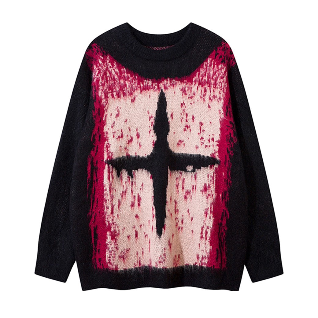 【NIHAOHAO】Front cross design double color basic knit sweater  NH0175