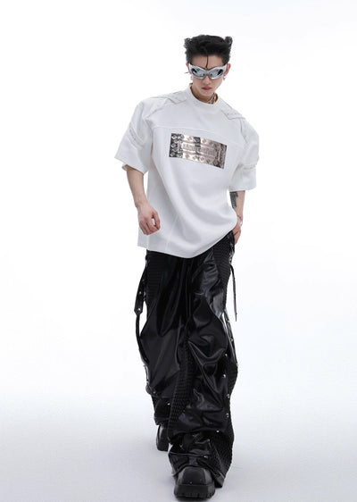 【Culture E】Glossy front logo design over multi short sleeve T-shirt  CE0147