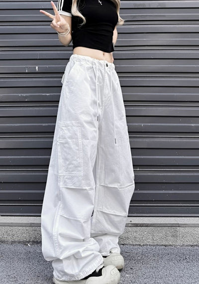 【W3】Simple base color monochrome wide silhouette pants  WO0086