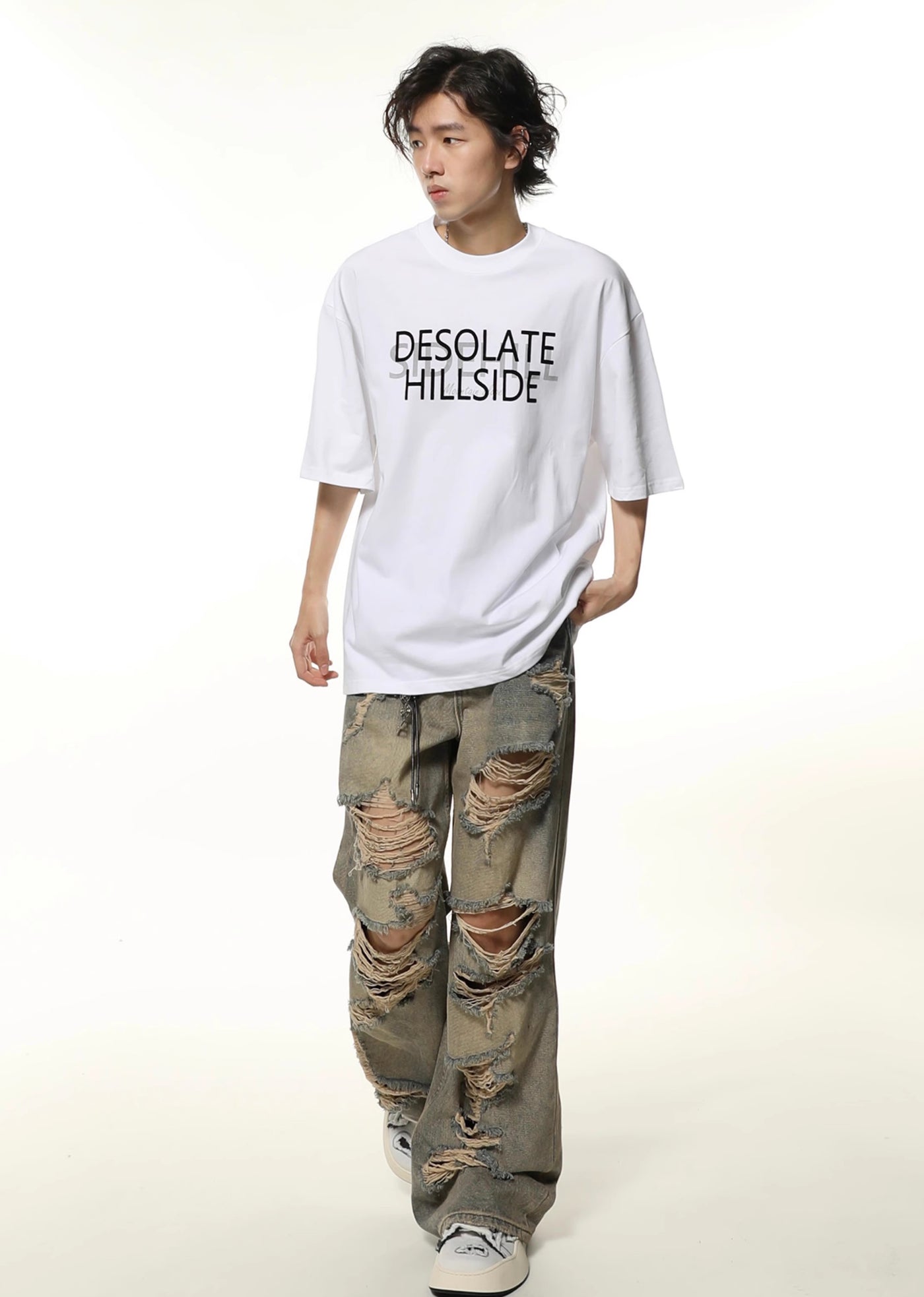 【Future Boy】Multi-distressed vintage design denim pants  FB0007