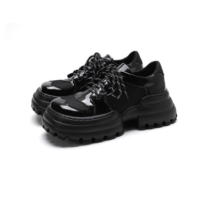 【9/9新作】Thick sole design silhouette glossy monotone color sneakers  HL3084