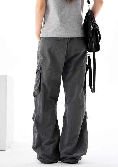 【H GANG X】Dull grey double pocket cargo denim pants  HX0066