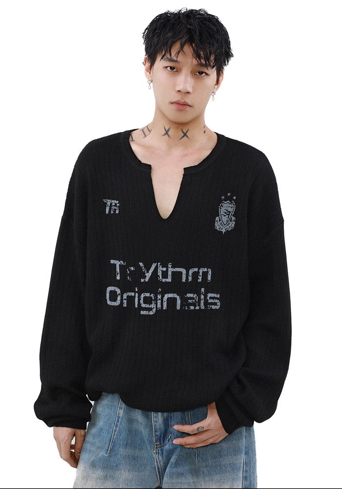 【MR nearly】V-neck design basic silhouette style knit sweater  MR0141