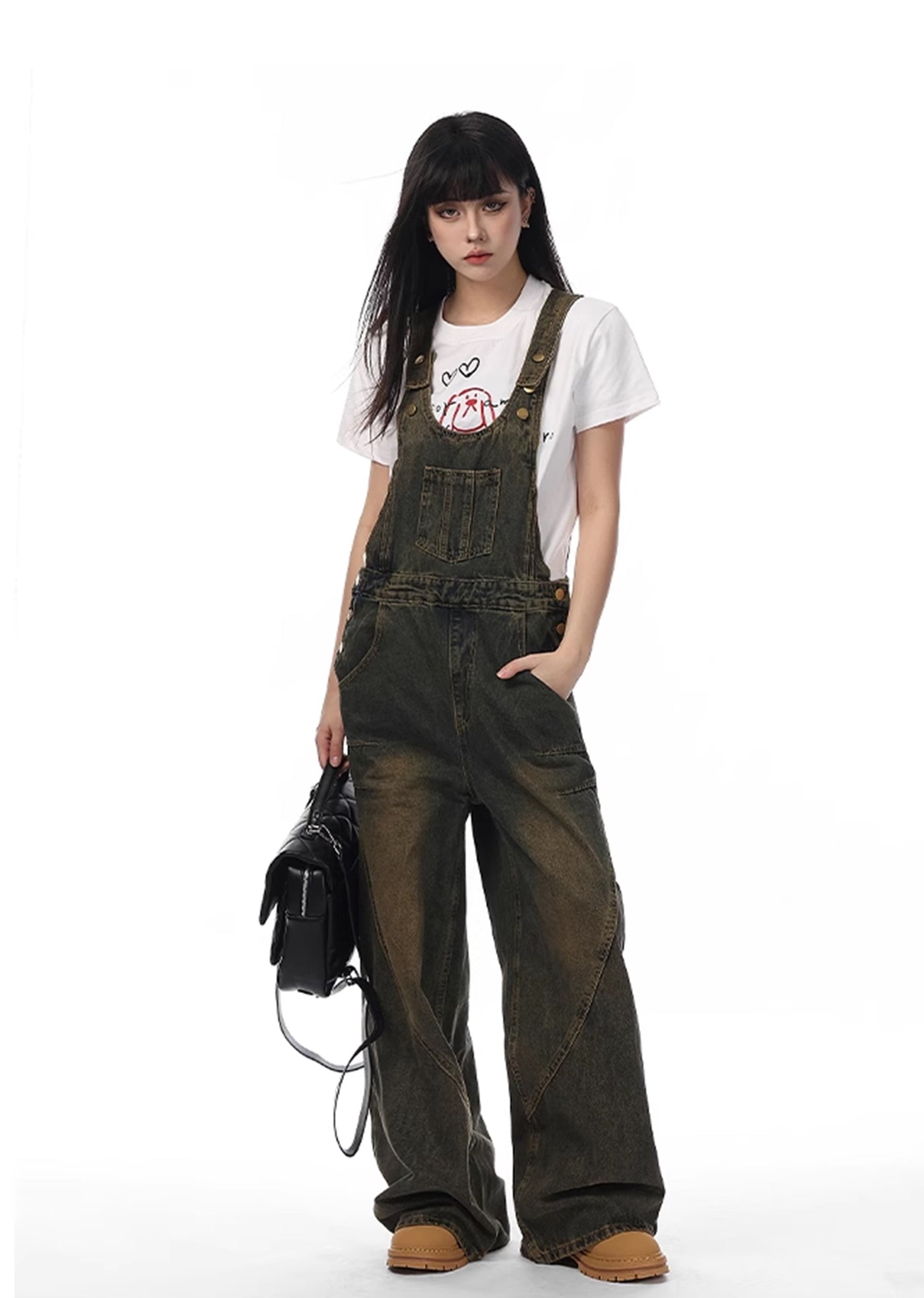 【VINMUK】Vintage dull blue wide denim overalls  VM0007