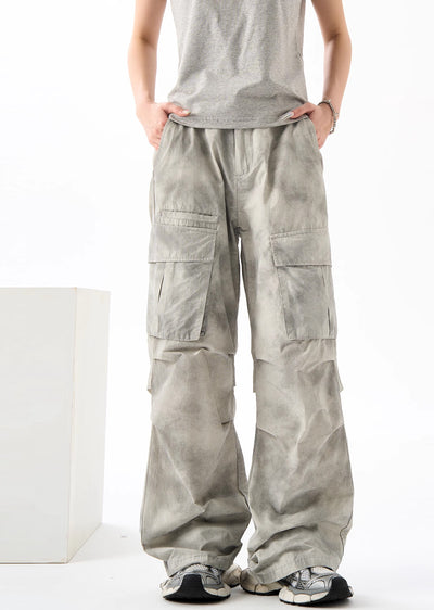 【H GANG X】Random wash wide straight cargo pants  HX0068