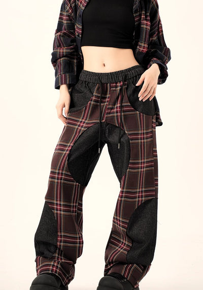 【H GANG X】Multi-wave check design Y2K sweatpants  HX0089