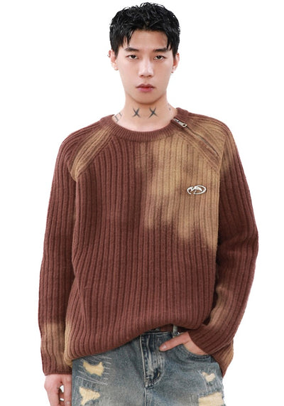 【MR nearly】Random color washed design knit sweater  MR0145