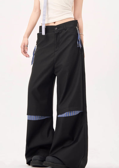 【MAXDSTR】Slash border design slit slacks wide pants  MD0175