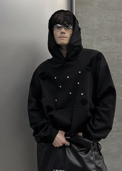 【SOULWORKER】Fully damaged Kusumin base color oversized silhouette hoodie  SW0028