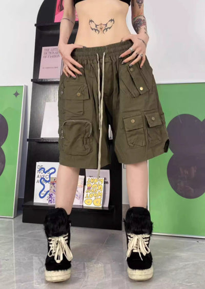 【TOKI】Multi-pocket design half-silhouette cargo pants  TK0009