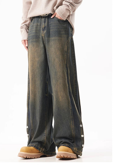 【ACRARDIC】Patch design change wide overwash denim pants  AI0013