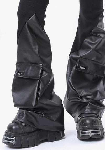 【ROY11】Pocket Design Flare Over Black Coated Leg Warmers  RY0007