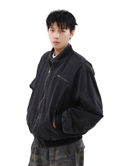 【MR nearly】Vintage washed full zip dark jacket  MR0143