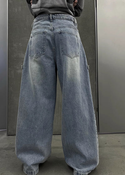 【SOULWORKER】Dull wash blue wide silhouette denim pants  SW0032