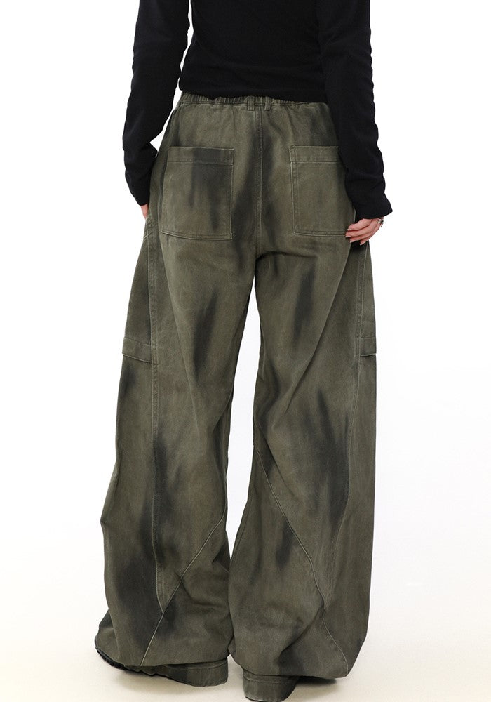 【MR nearly】Dull vintage random wash style wide pants  MR0144