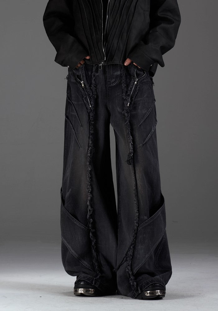 【NOMANIAI 】Grunge street style wash design denim pants  NA0001