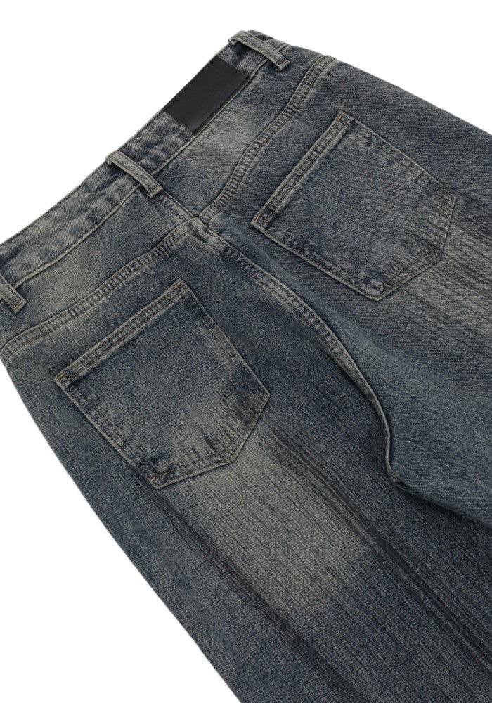 【GIBBYCNA】Mid-wash vintage denim wide pants  GC0033