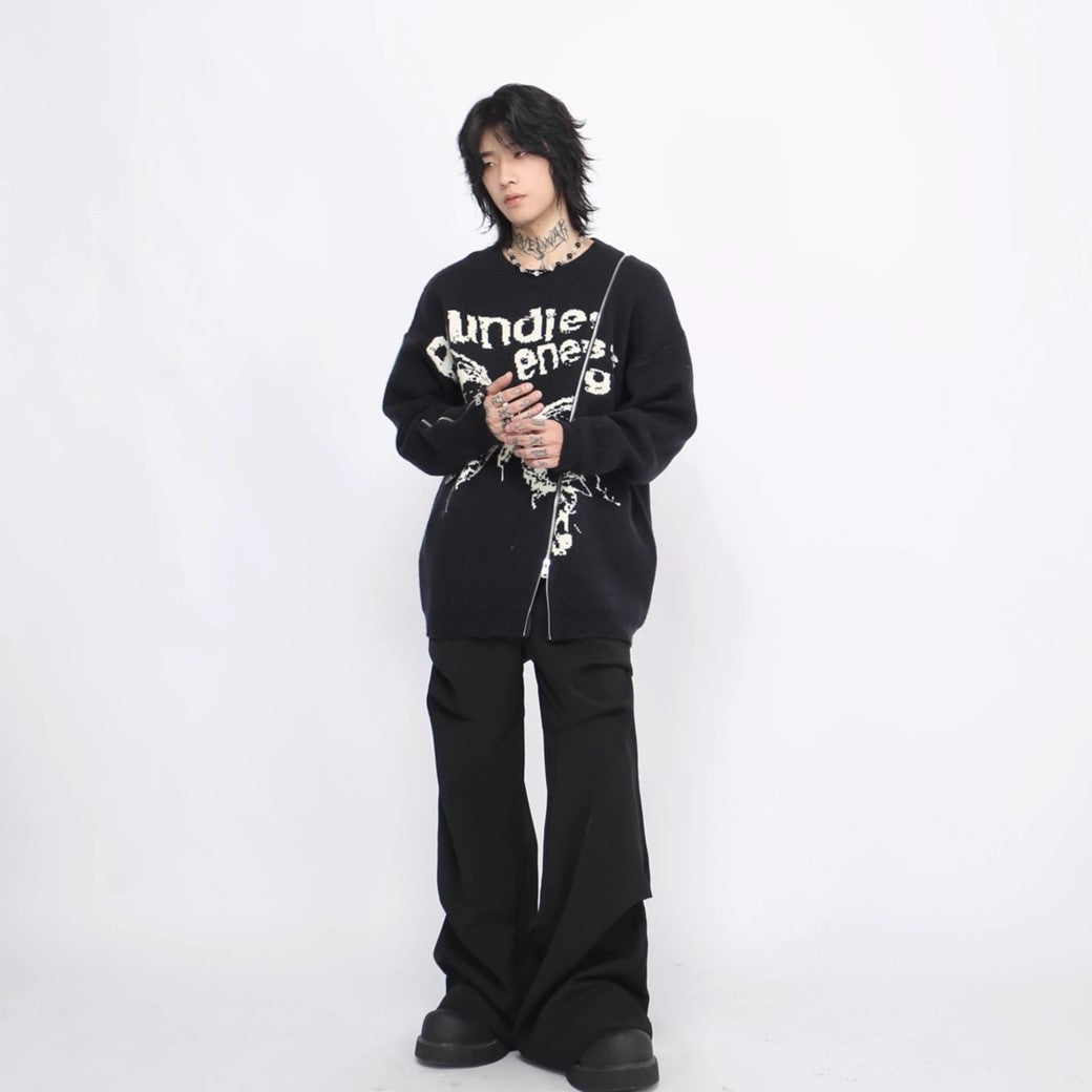 【Mz】One-point zip space-time distortion butterfly design knit  MZ0034