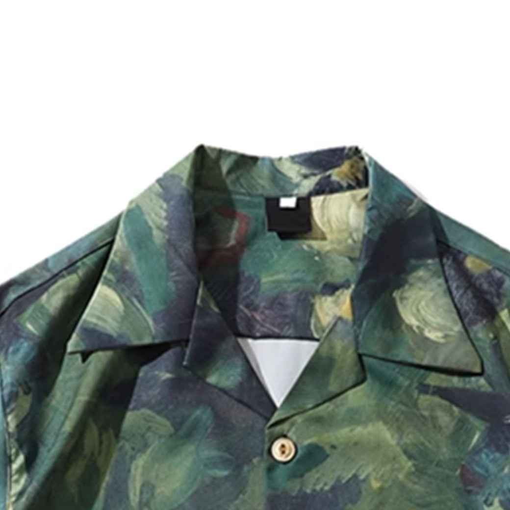 【ANAMONE】Green base random color vintage dull short sleeve shirt  AO0022