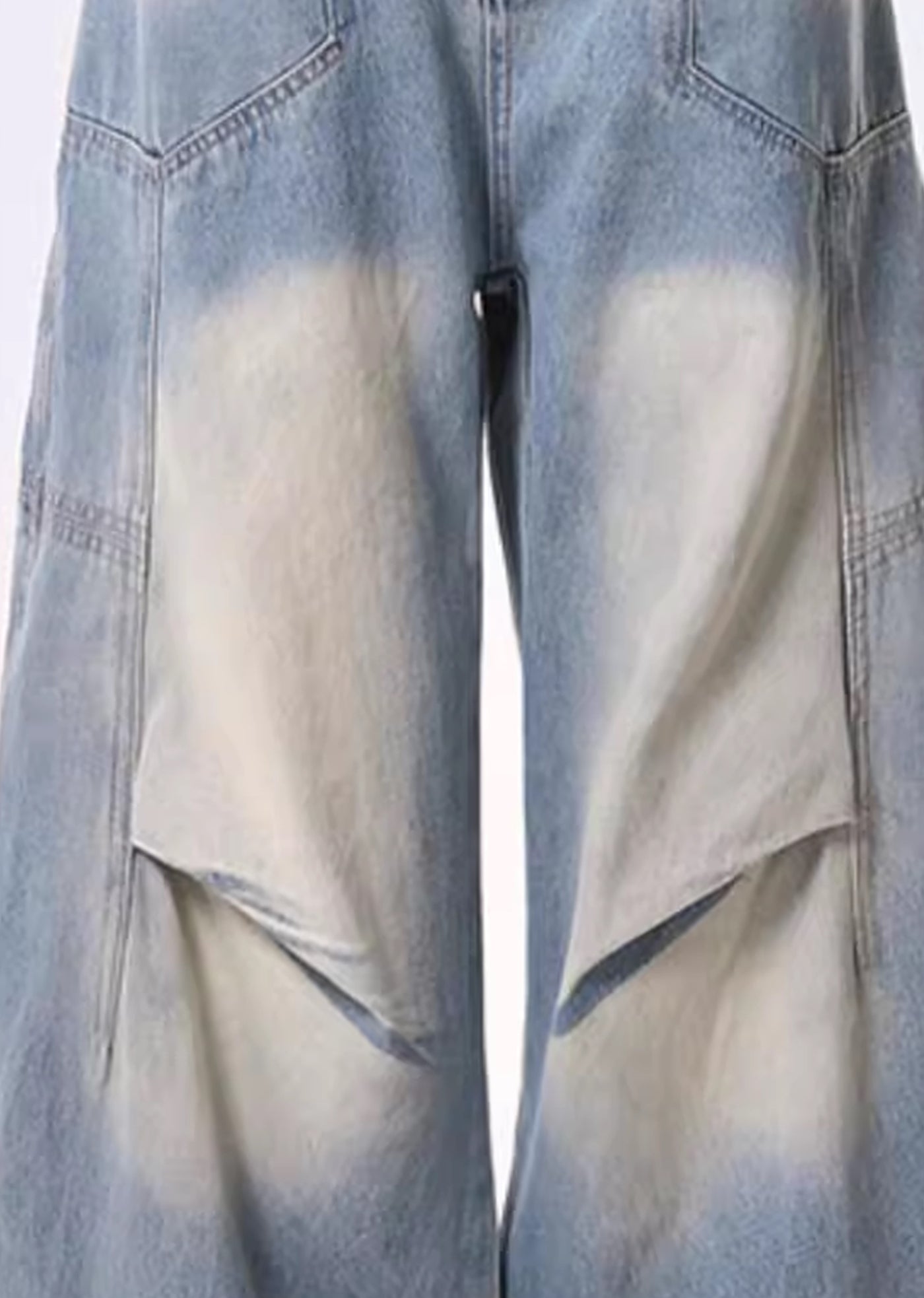 【Rayohopp】Fully washed design gimmick silhouette denim pants  RH0125