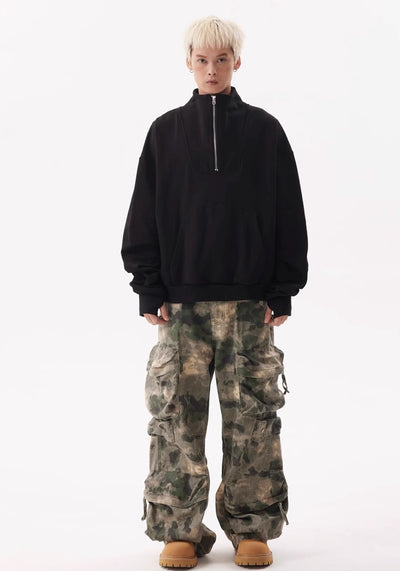 【BTSG】Big pocket double design camouflage color wide style cargo pants  BS0035