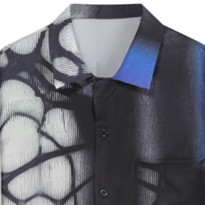 [ANNX] Wave net design unique mode style long sleeve shirt AN0012