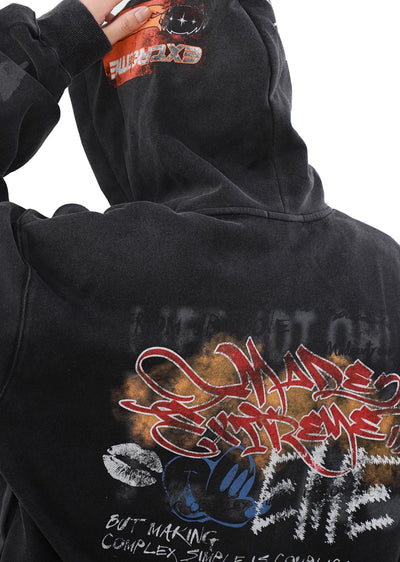 【MR nearly】Myriad Illustrations Active Design Full Zip Dull Hoodie  MR0133