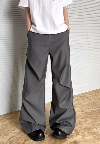 【Apocket】Multi-tuck silhouette dull color slacks pants  AK0038