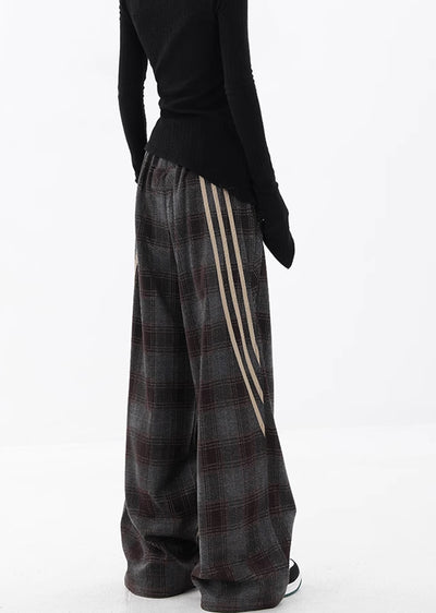 【Ken studio】Regular check pattern design dull wide pants  KS0016