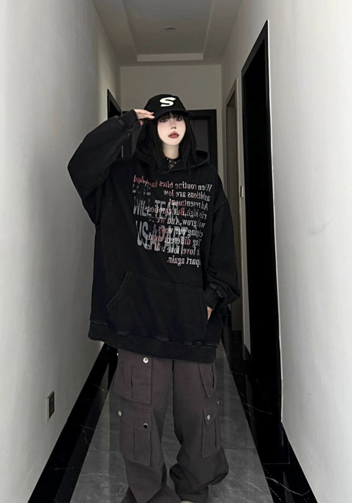 【W3】Multi-front initial design oversized hoodie  WO0084