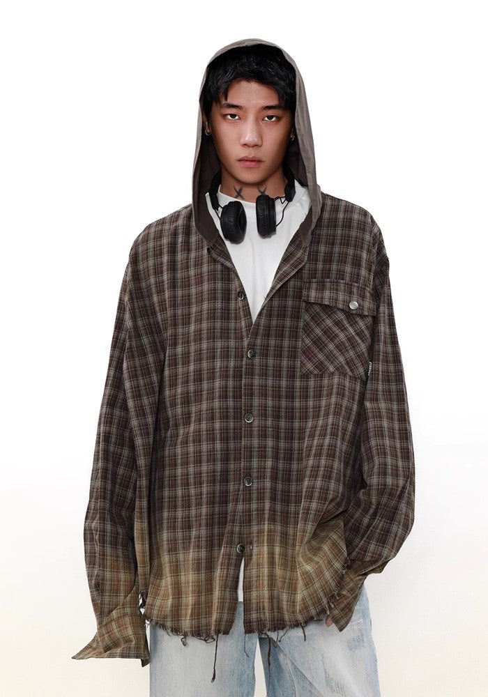 【MR nearly】Regular check design gradient color long sleeve shirt  MR0126