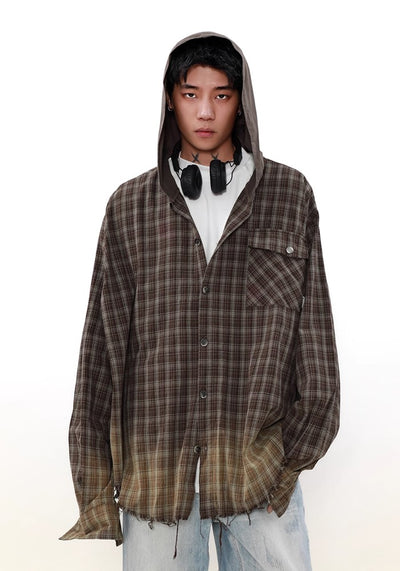 【MR nearly】Regular check design gradient color long sleeve shirt  MR0126