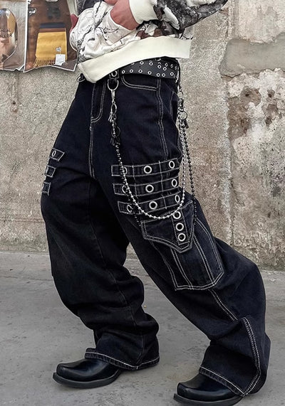 【DARKFOG】Gimmick pocket design cyber mode cargo denim pants  DF0040